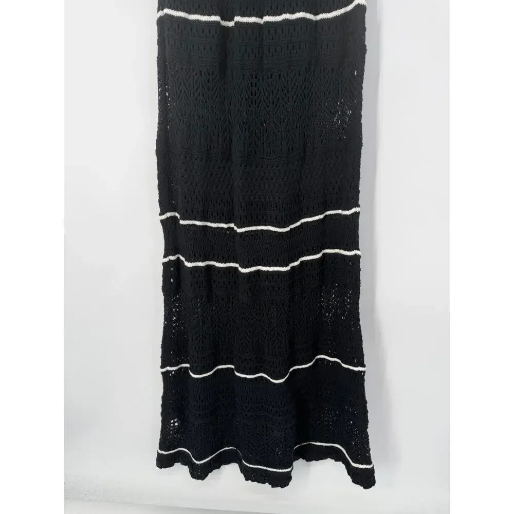 Abercrombie & Fitch Crochet Style Maxi Dress Sleeveless Knit Midi Contrast Trim